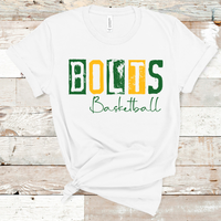 Bolts Basketball Grunge Green and Gold Direct to Film Transfer - 10 to 14 Day Ship Time