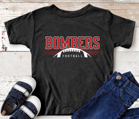 Bombers Football Red and White Text Direct to Film Transfer - YOUTH SIZE - 10 to 14 Day Ship Time