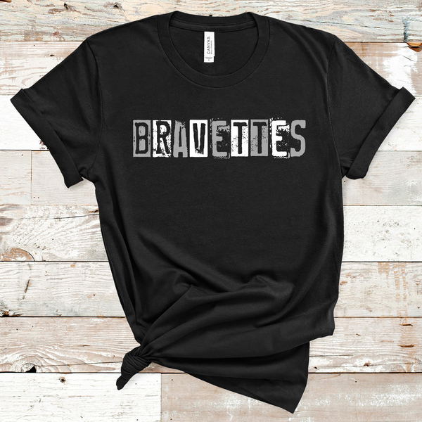 Bravettes Grunge Gray and White Direct to Film Transfer - 10 to 14 Day Ship Time