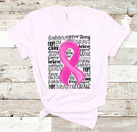 Breast Cancer Awareness Pink Ribbon Screen Print Transfer - HIGH HEAT FORMULA - RTS