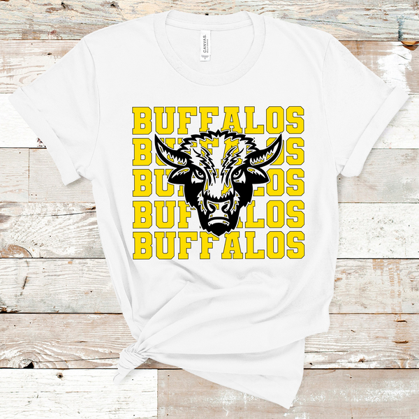 Buffalos Mascot Yellow and Black Adult Size Direct to Film Transfer - 10 to 14 Day Ship Time