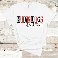 Bulldogs Mascot Basketball Grunge Single Line Red and Black Direct to Film Transfer - 10 to 14 Day Ship Time