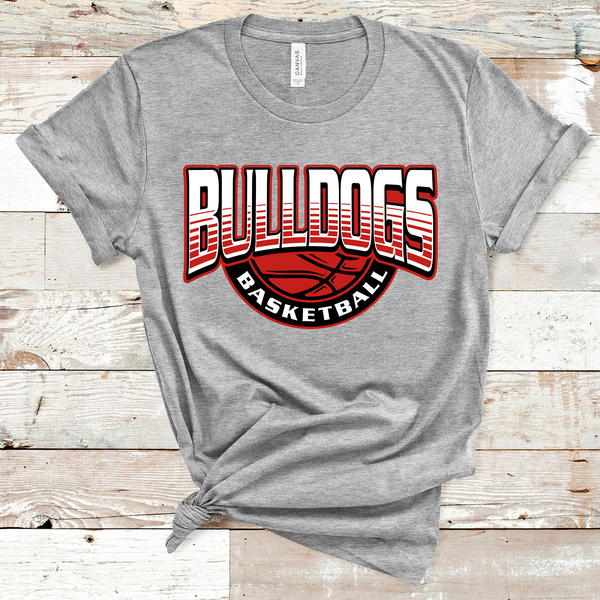 Bulldogs Basketball Red, White, and Black Text Direct to Film Transfer - 10 to 14 Day Ship Time