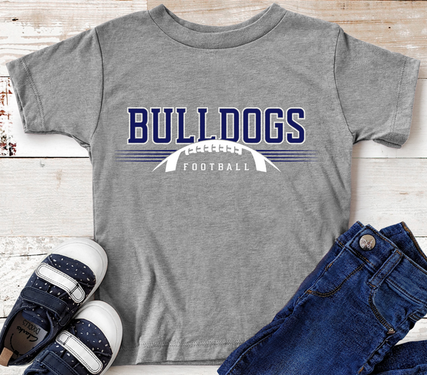 Bulldogs Football White and Navy Direct to Film Transfer - YOUTH SIZE - 10 to 14 Day Ship Time