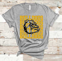 Bulldogs Mascot Gold and Black Adult Size Direct to Film Transfer - 10 to 14 Day Ship Time