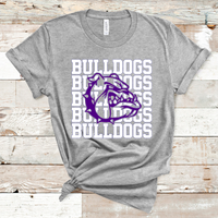 Bulldogs Mascot White and Purple Adult Size Direct to Film Transfer - 10 to 14 Day Ship Time