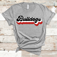 Bulldogs Retro Font Red, White, and Black Direct to Film Transfer - 10 to 14 Day Ship Time