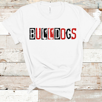 Bulldogs Grunge Single Line Red and Black Direct to Film Transfer - 10 to 14 Day Ship Time