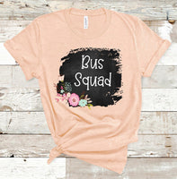 Bus Squad Floral Chalkboard Back to School Screen Print Transfer - RTS