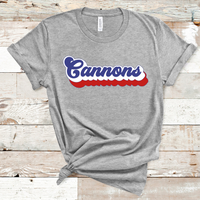 Cannons Retro Font Red, White, and Royal Direct to Film Transfer - 10 to 14 Day Ship Time