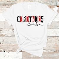 Cardinals Basketball Grunge Single Line Red and Black Direct to Film Transfer - 10 to 14 Day Ship Time