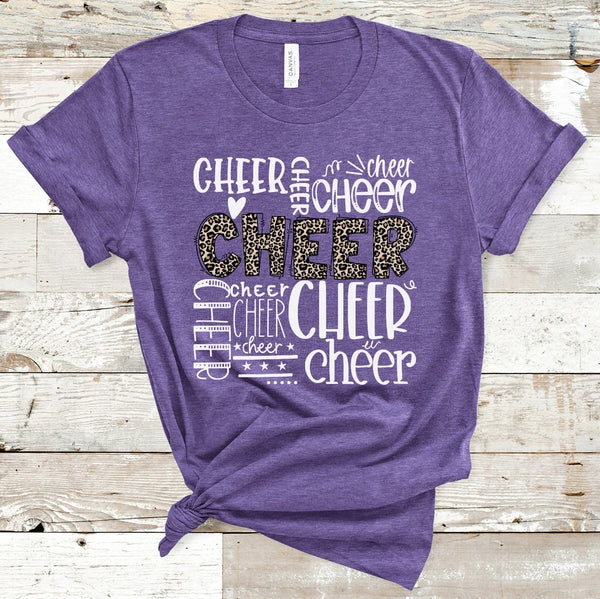 Cheer White Leopard Typography Direct to Film Transfer - 10 to 14 Day Ship Time