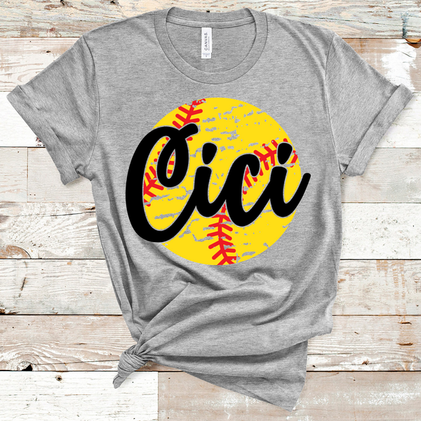 Cici Distressed Softball Direct to Film Transfer - 10 to 14 Day Ship Time