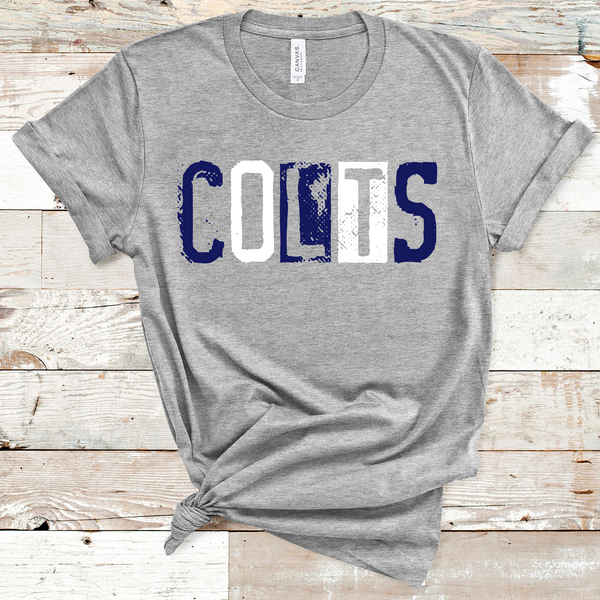 Colts Grunge Single Line Navy and White Direct to Film Transfer - 10 to 14 Day Ship Time