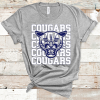 Cougars Mascot White and Navy Adult Size Direct to Film Transfer - 10 to 14 Day Ship Time