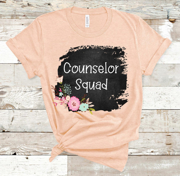 Counselor Squad Floral Chalkboard Back To School Screen Print Transfer - RTS