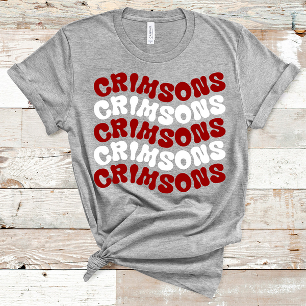 Crimsons Wavy Retro Mascot Crimson Red and White Direct to Film Transfer - 10 to 14 Day Ship Time