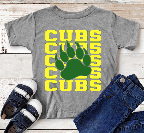 Cubs Mascot Yellow and Green Direct to Film Transfer - YOUTH SIZE - 10 to 14 Day Ship Time