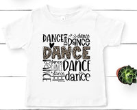 Dance Leopard Typography Word Art Direct to Film Transfer - YOUTH SIZE - 10 to 14 Day Ship Time