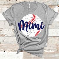 Mimi Distressed Baseball Navy Text Direct to Film Transfer - 10 to 14 Day Ship Time