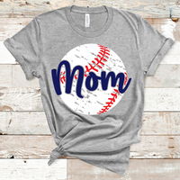 Mom Distressed Baseball Navy Text Direct to Film Transfer - 10 to 14 Day Ship Time
