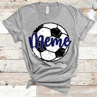 Meme Distressed Soccer Ball Navy Text Direct to Film Transfer - 10 to 14 Day Ship Time