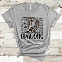 Dragons Leopard Typography Word Art Direct to Film Transfer - 10 to 14 Day Ship Time