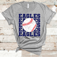 Eagles Stacked Mascot Baseball Navy Text Direct to Film Transfer - 10 to 14 Day Ship Time