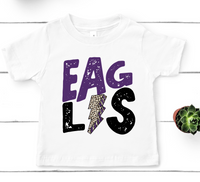 Eagles Leopard Lightning Bolt Purple and Black Distressed Text Direct to Film Transfer - YOUTH SIZE - 10 to 14 Day TAT