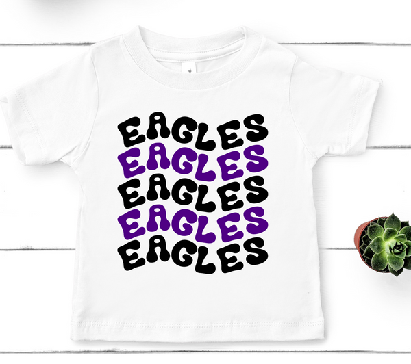 Eagles Wavy Mascot Purple and Black Direct to Film Transfer - YOUTH SIZE - 10 to 14 Day Ship Time
