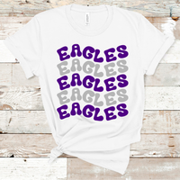 Eagles Wavy Retro Mascot Purple and Silver Direct to Film Transfer - 10 to 14 Day Ship Time