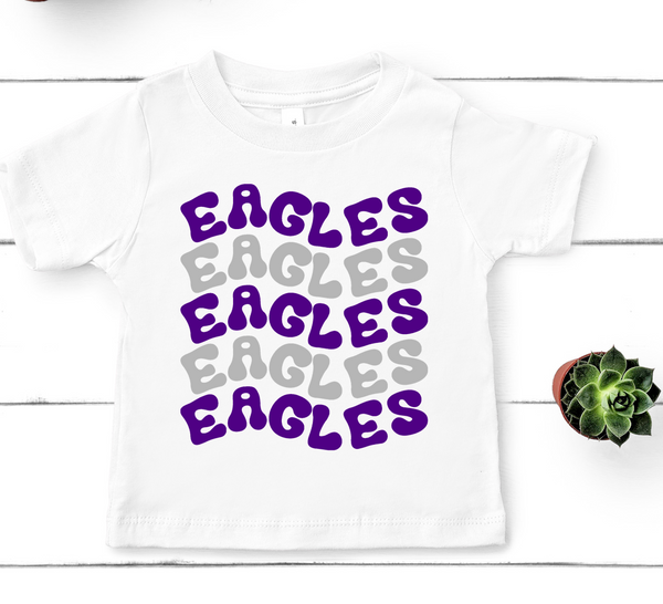 Eagles Wavy Mascot Purple and Silver Direct to Film Transfer - YOUTH SIZE - 10 to 14 Day Ship Time