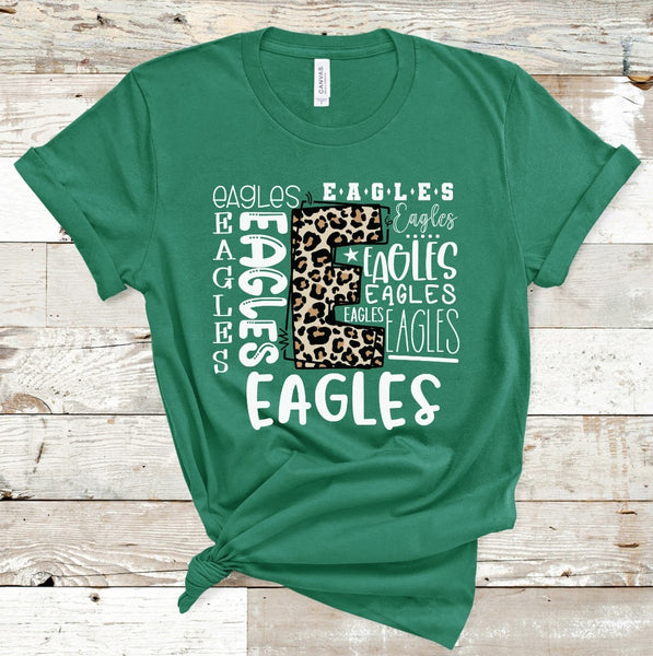 Eagles Leopard Typography White Word Art Direct to Film Transfer - 10 to 14 Day Ship Time