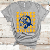 Eagles Stacked Mascot Design Gold and Navy Adult Size Direct to Film Transfer - 10 to 14 Day Ship Time