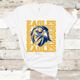 Eagles Stacked Mascot Design Gold and Navy Adult Size Direct to Film Transfer - 10 to 14 Day Ship Time