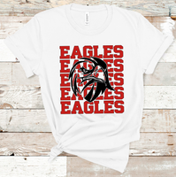 Eagles Stacked Mascot Design Red and Black Adult Size Direct to Film Transfer - 10 to 14 Day Ship Time