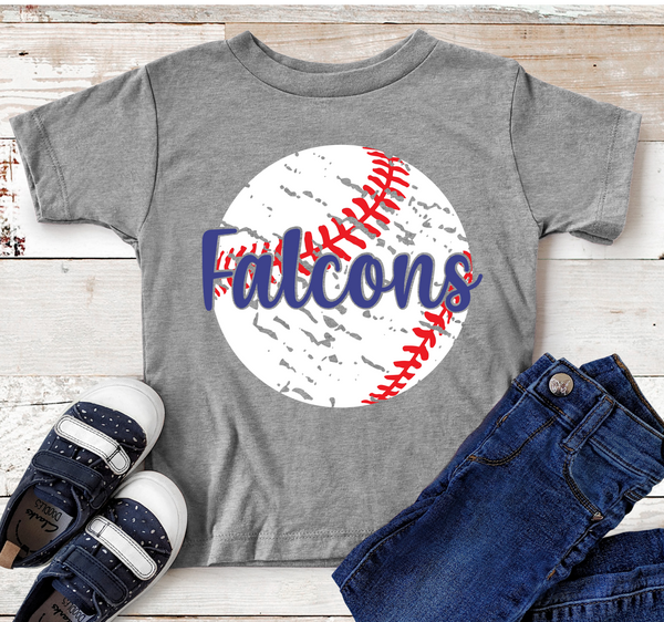 Falcons Baseball Royal Text Direct to Film Transfer - YOUTH SIZE - 10 to 14 Day Ship Time