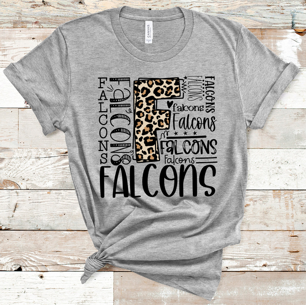 Falcons Leopard Typography Word Art Direct to Film Transfer - 10 to 14 Day Ship Time