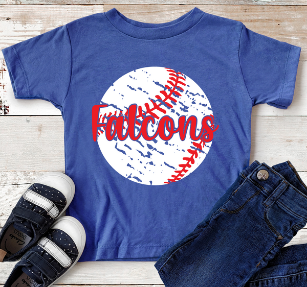 Falcons Baseball Red Text Direct to Film Transfer - YOUTH SIZE - 10 to 14 Day Ship Time