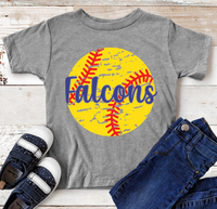 Falcons Softball Text Direct to Film Transfer - YOUTH SIZE - 10 to 14 Day Ship Time