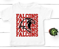 Falcons Stacked Mascot Red and Black Direct to Film Transfer - YOUTH SIZE - 10 to 14 Day Ship Time