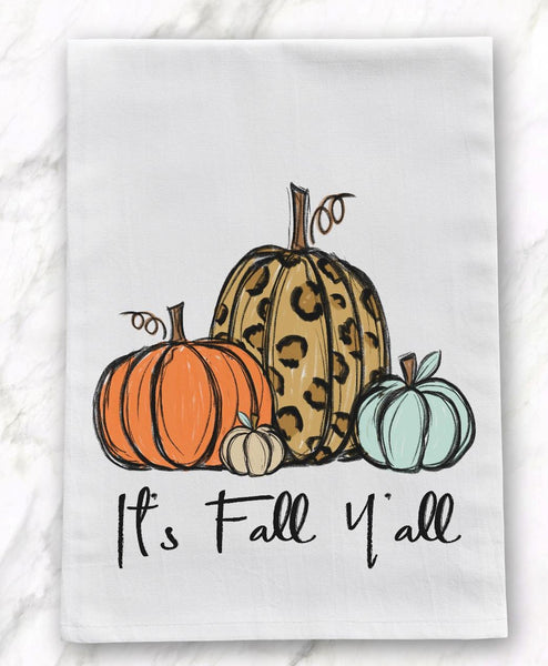 It's Fall Y'all Flour Sack Towel Screen Print Transfer - RTS