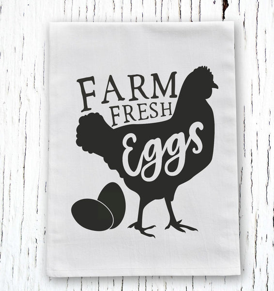 Farm Fresh Eggs Flour Sack Towel Screen Print Transfer - RTS