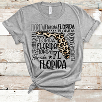 Florida Leopard Typography Black Word Art Direct to Film Transfer - 10 to 14 Day Ship Time