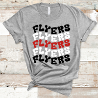 Flyers Wavy Mascot Black, White, and Red Direct to Film Transfer - 10 to 14 Day Ship Time