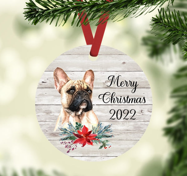 Merry Christmas 2022 French Bulldog Ornament