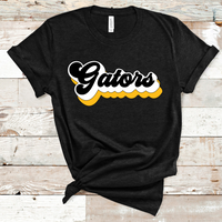 Gators Retro Font Gold, White, and Black Direct to Film Transfer - 10 to 14 Day Ship Time
