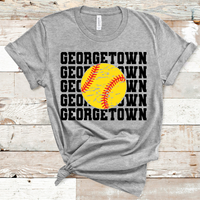 Georgetown Mascot Softball Black Text Direct to Film Transfer - 10 to 14 Day Ship Time