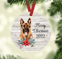 Merry Christmas 2022 German Shepherd Ornament