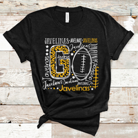 Go Javelinas Football Typography Gold and White Word Art Direct to Film Transfer - 10 to 14 Day Ship Time